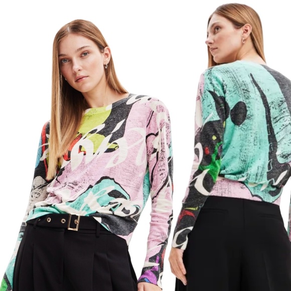 Colorful Abstract Women's Sweater - Picture 1 of 11